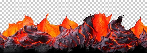 Lave chaude en fusion isolée sur fond transparent png psd