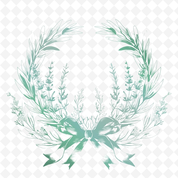 PSD lavendelkranz emblem logo mit dekorativem bogen und wirbel o natur kräuter vektor design kollektionen