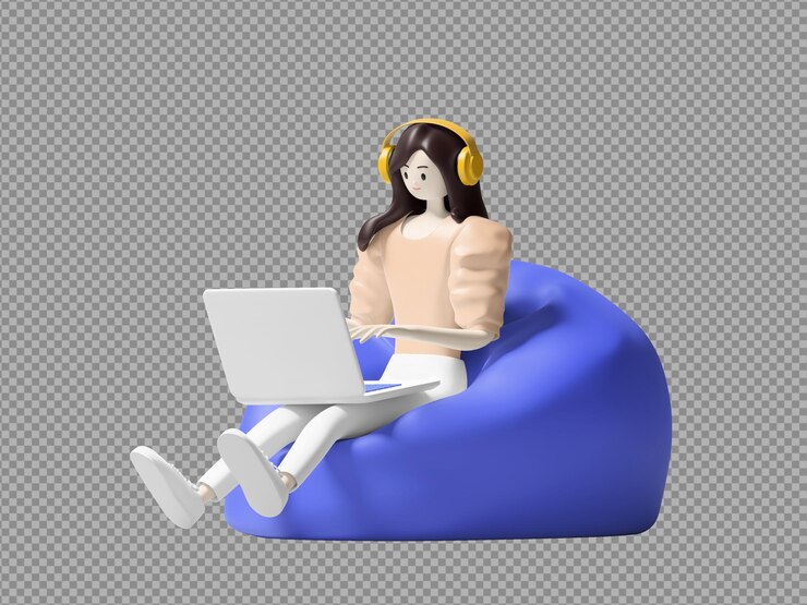 lavorare da casa carattere illustrazione 3d