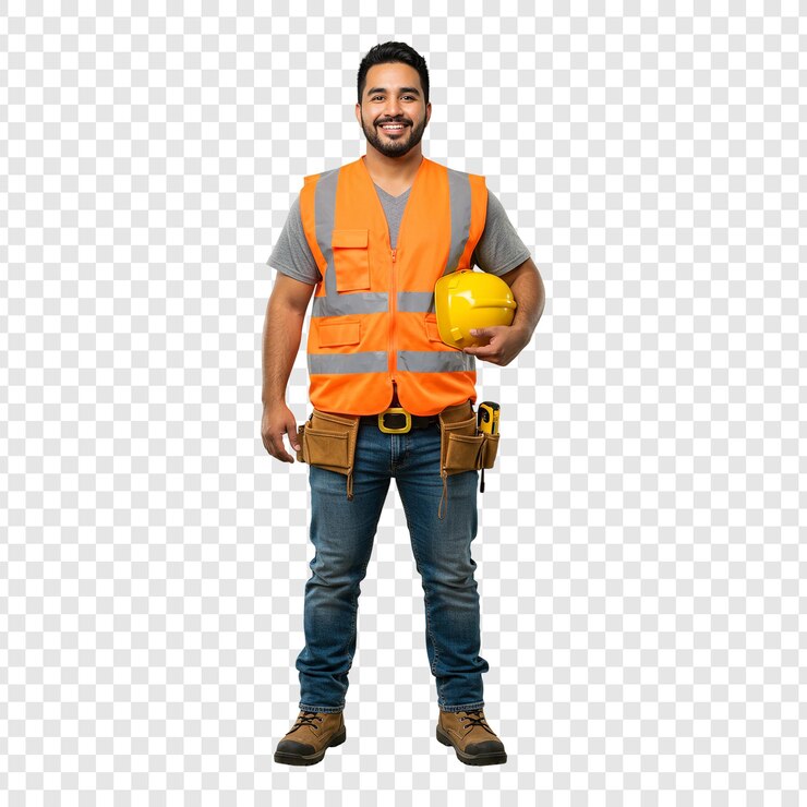 PSD lavoratore edile con attrezzature di sicurezza