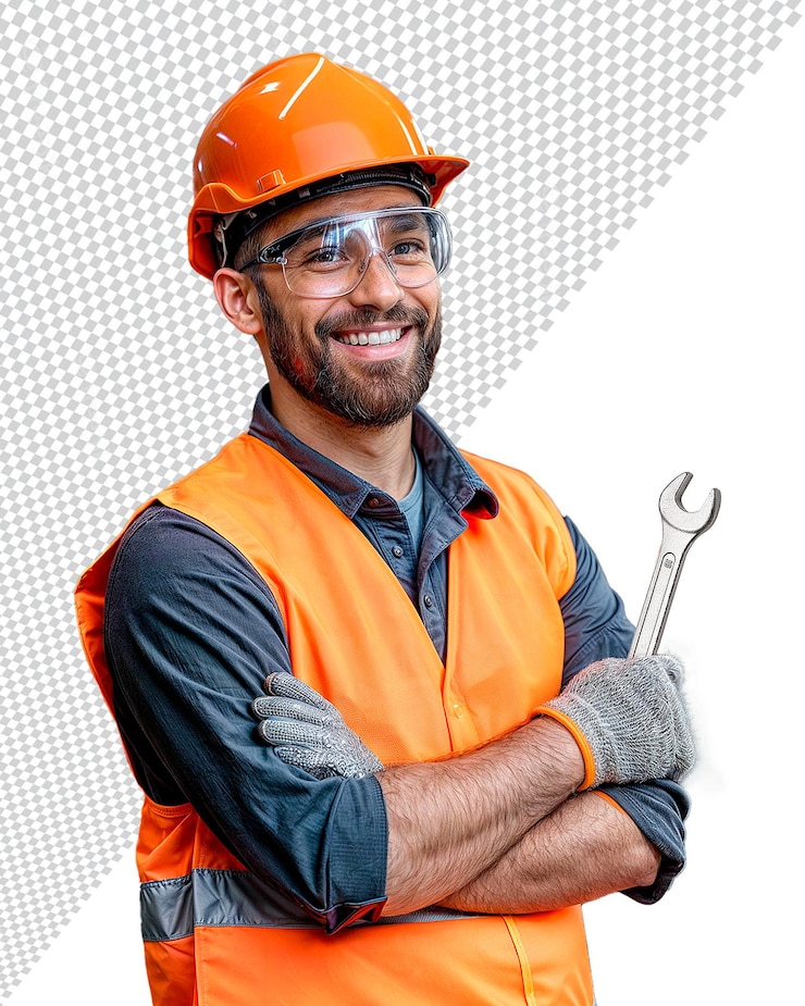 PSD lavoratore industriale sicuro con attrezzature di sicurezza in un laboratorio