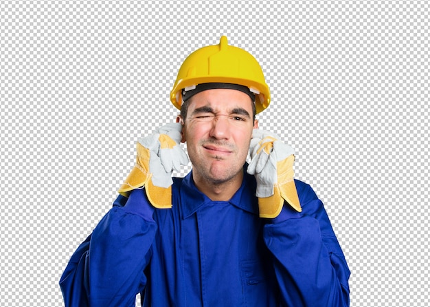 Lavoratore preoccupato per il rumore