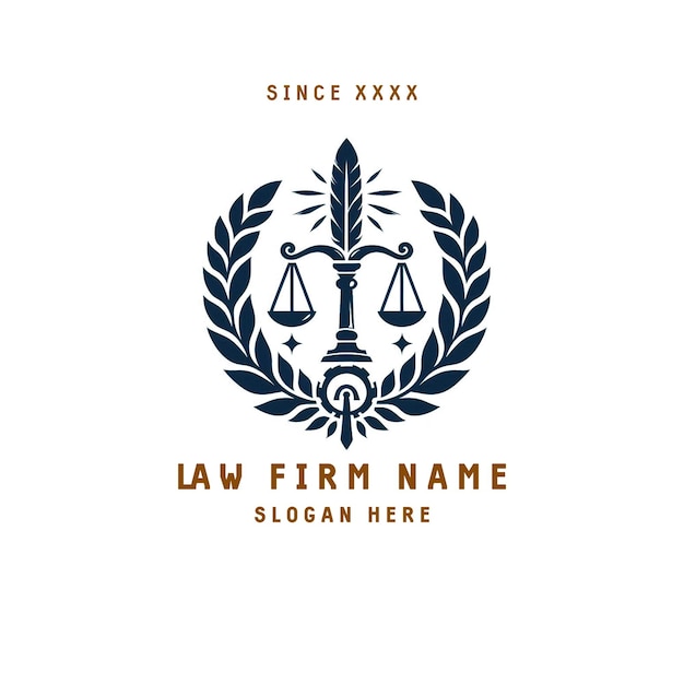 Law Firm Logo with Scales and Laurel Wreath