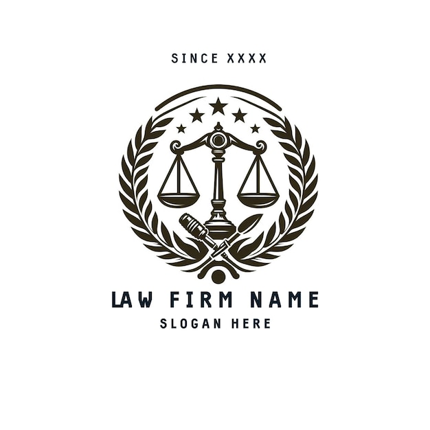 Law Firm Logo with Scales of Justice and Gavel