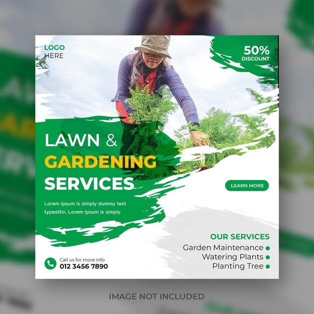 Lawn Amp Gardening Services Post Sur Les Réseaux Sociaux Et Modèle De Publication Sur Les Réseaux Sociaux