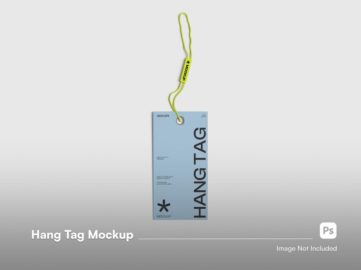 PSD lay flat aesthetic modern hangtag 3d mockup isolado para informações de produto e marca