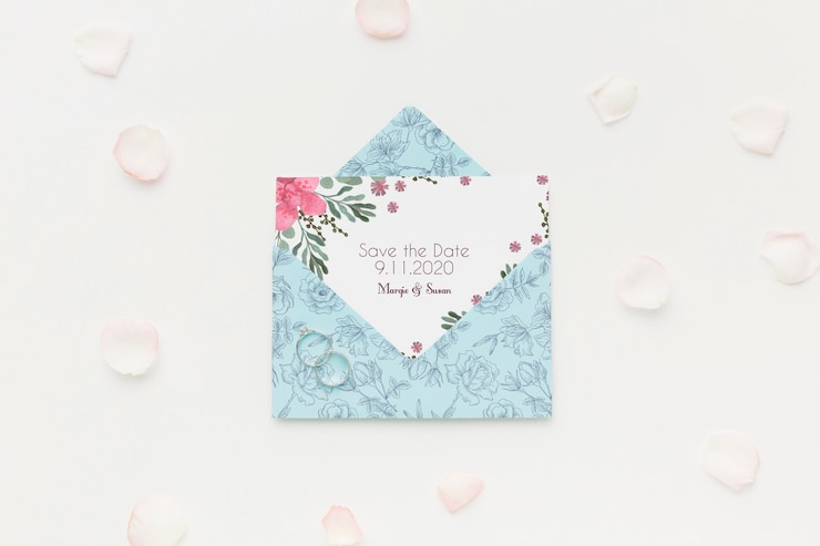 PSD lay flat de maqueta de concepto de boda
