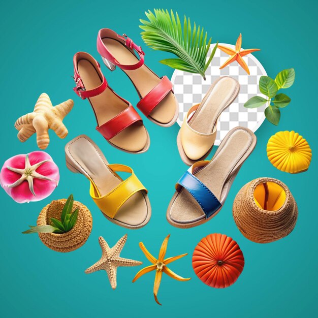 PSD lay plano de concepto de verano con chanclas