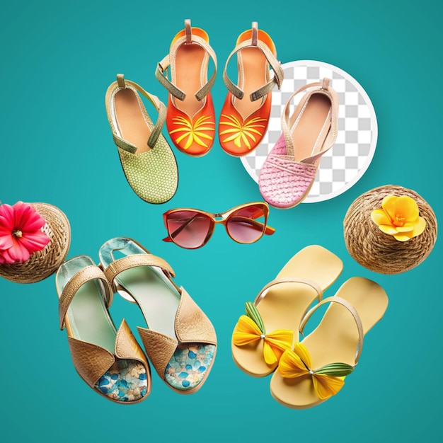 PSD lay plano de concepto de verano con chanclas