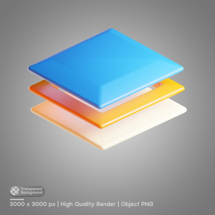 PSD layers 3d illustration