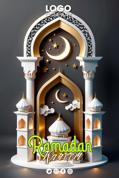 PSD layout de bannière de célébration du ramadan ou des fêtes islamiques avec des lanternes de mosquée