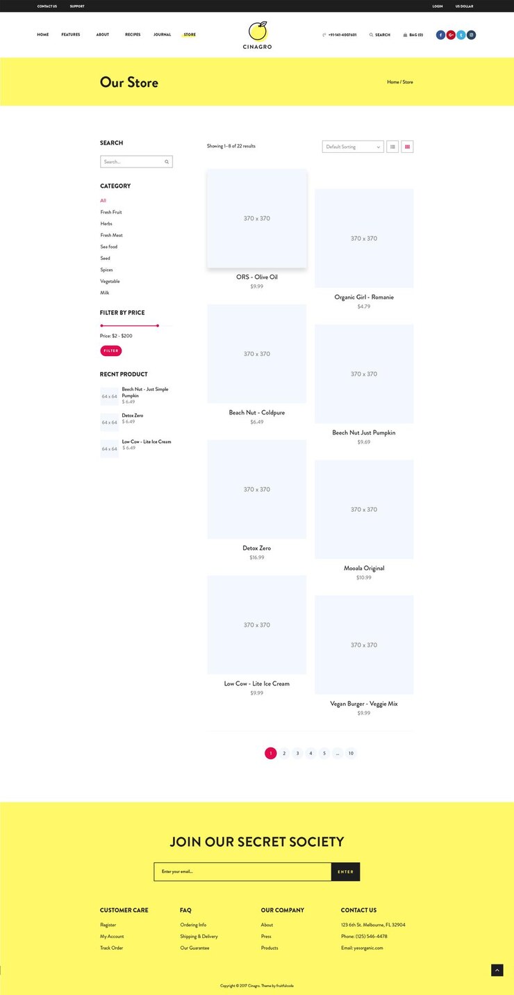 PSD layout da página da loja online