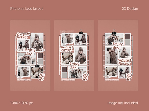 Layout de colagem de fotos de recapitulação mensal para histórias de mídia social