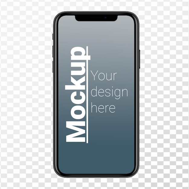 Layout de telefone preto Visão frontal Sem fundo