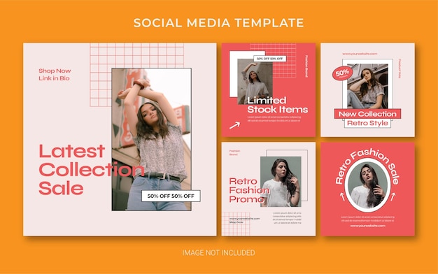 Layout di banner post per social media moda retrò estate