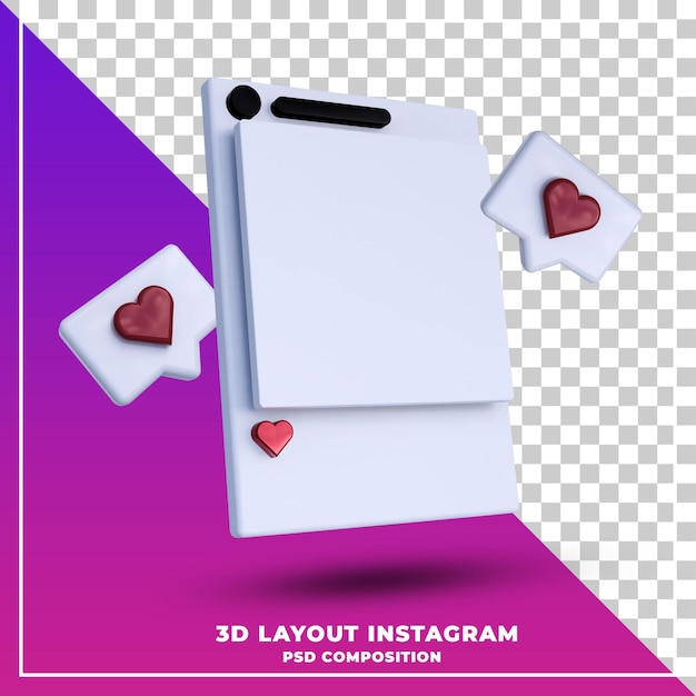 Layout instagram banner mit benachrichtigung wie 3d-rendering