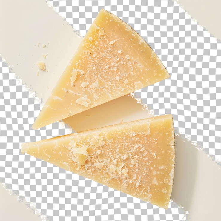 PSD le fette di formaggio sono su un tavolo a scacchi con un triangolo in cima