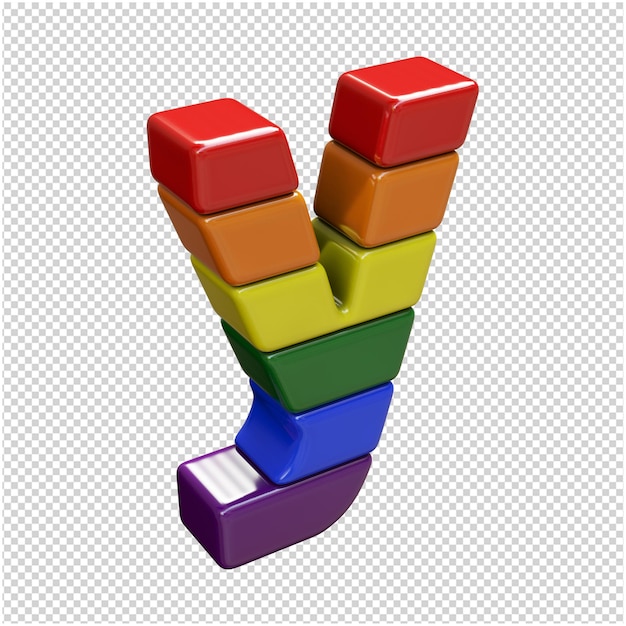 Le lettere dei colori della bandiera LGBT sono girate a destra. 3d lettera y