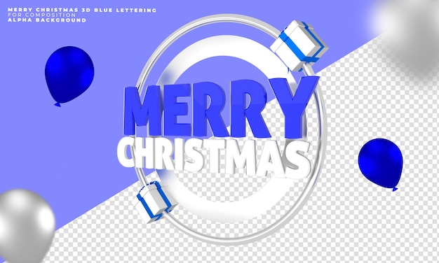 Le lettere di buon Natale 3D rendono l'argento blu con il bianco