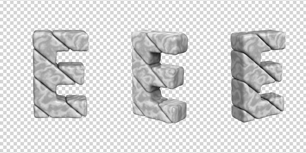 Le lettere sono realizzate in marmo in diverse angolazioni su uno sfondo trasparente. 3d lettera e
