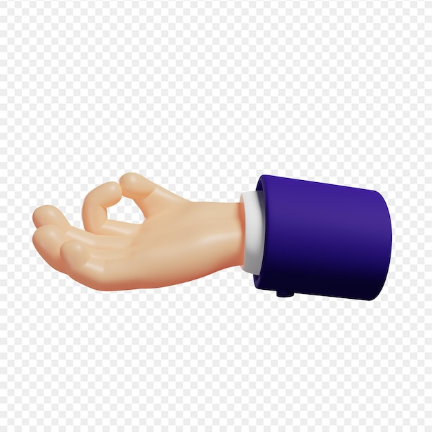 Le mani 3d mostrano il concetto di meditazione di gesto di mudra di Gyan ha isolato l'illustrazione 3d