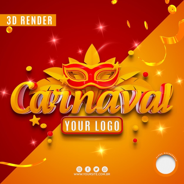 Le offerte di carnevale 3d rendono isolato Psd Premium