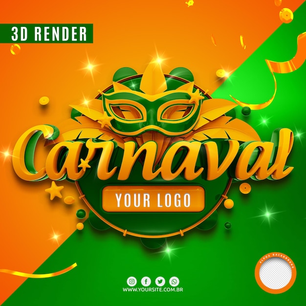 Le offerte di carnevale 3d rendono isolato Psd Premium