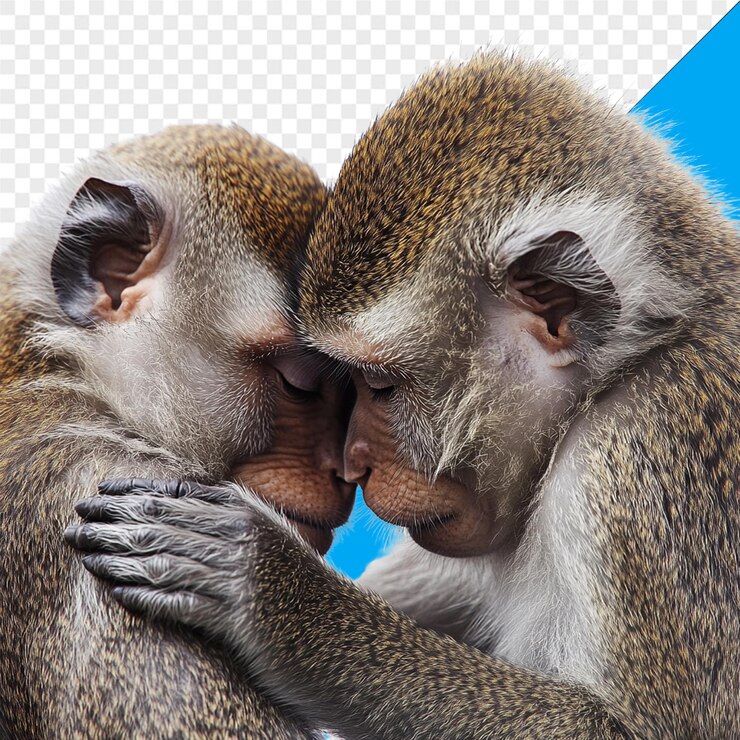 PSD le scimmie amorevoli si abbracciano