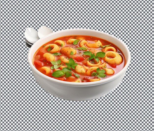 Le zuppe gustose e salate isolate su uno sfondo trasparente sono