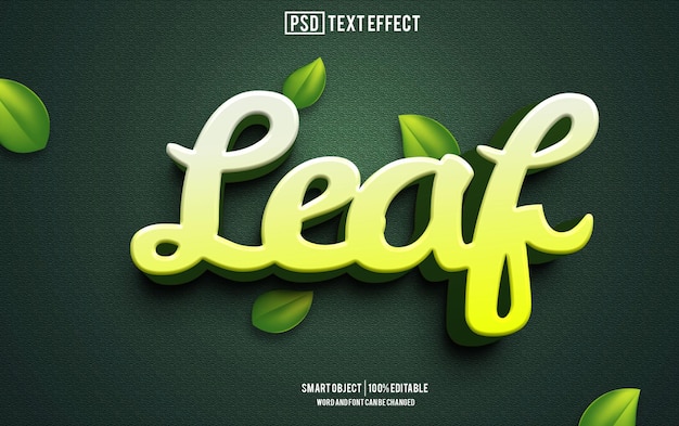 leaf text effect font editable typography 3d text