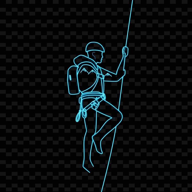 PSD lean climber con imbracatura neon minimalist art design con decorazione di colori misti blu e grigio
