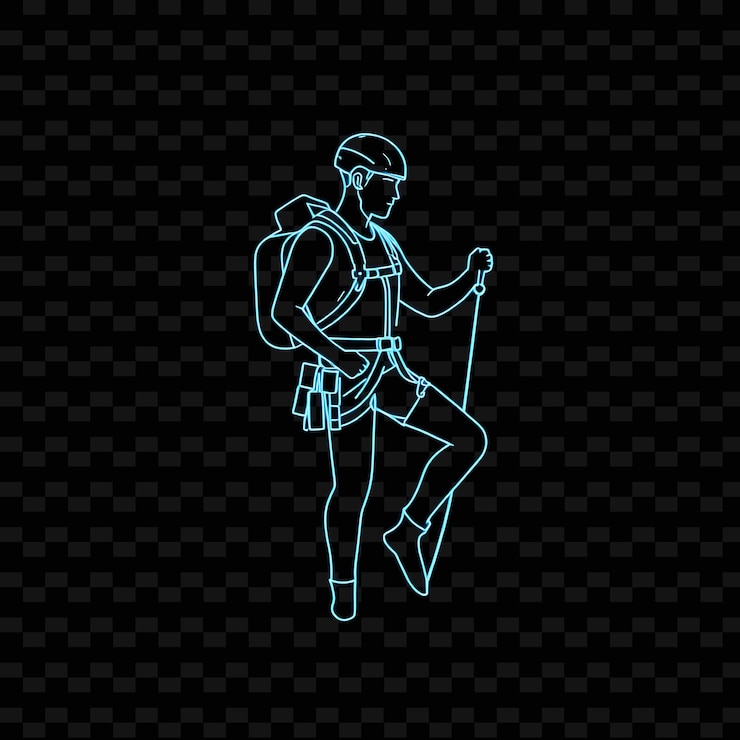 PSD lean climber con imbracatura neon minimalist art design con decorazione di colori misti blu e grigio
