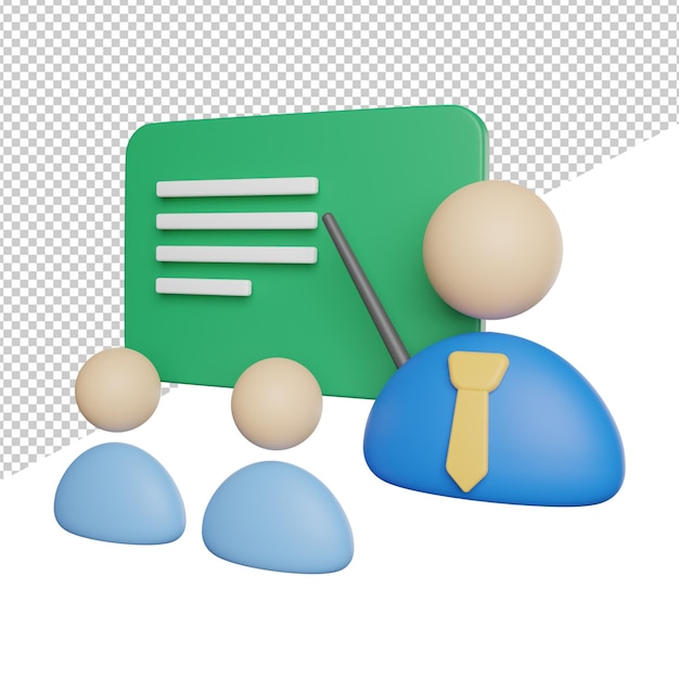 learning student side view icon 3d rendering illustration on transparent background