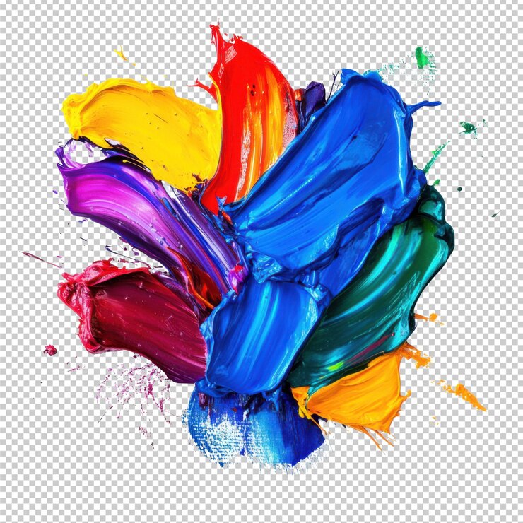 PSD lebendige farbsplashs abstrakte kunst explosionen und dynamische farbeffekte transparenter hintergrund