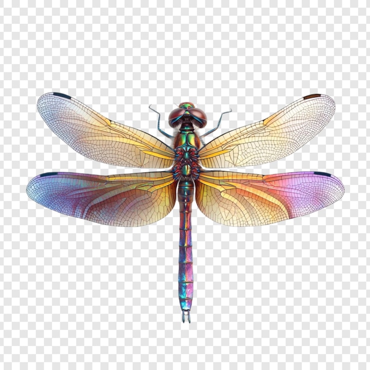 PSD lebendige, iridescente libellen, detaillierte flügel, insekten, schönheit der natur