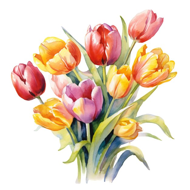 Lebendiger Akvarell-Tulpen-Bucquet