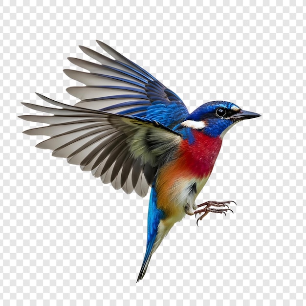 Lebendiger fliegender Vogel mit farbenfrohem Gefieder