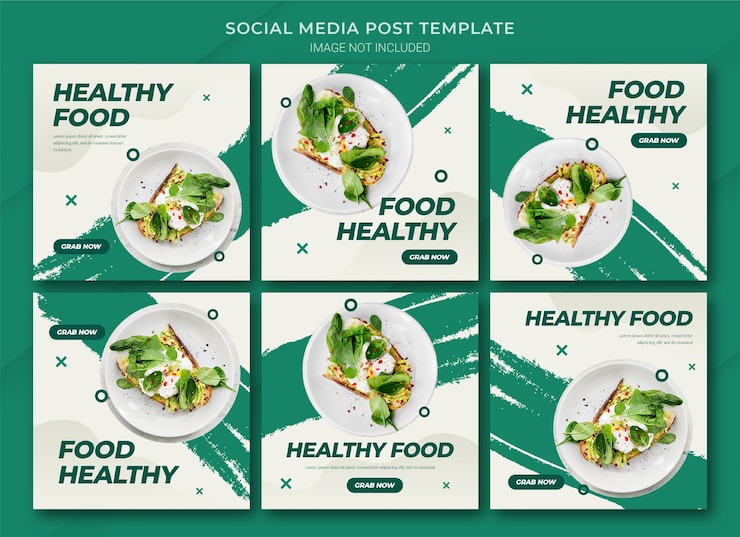 PSD lebensmittel online-shopping instagram post bundle vorlage