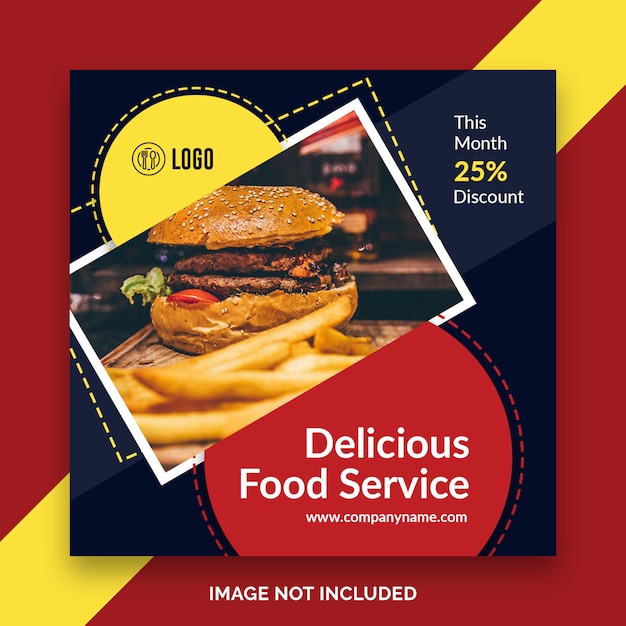 PSD lebensmittel restaurant instagram post, quadratische banner oder flyer vorlage
