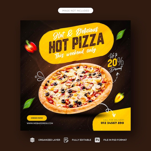 Lebensmittel-Social-Media-Banner und Instagram-Post-Template-Design