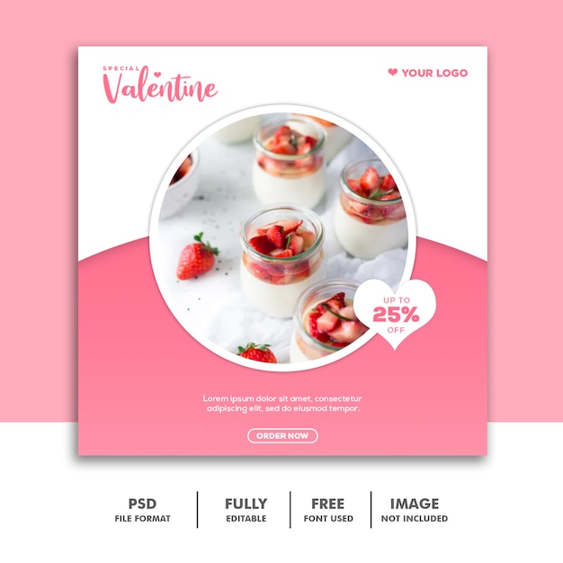 Lebensmittel valentine banner social media post