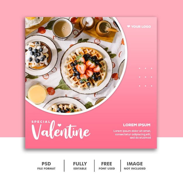 Lebensmittel valentine banner social media post