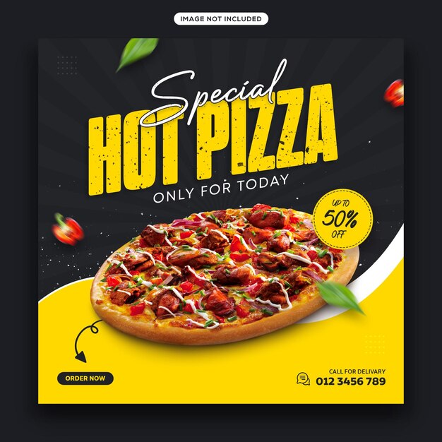 Lebensmittelbezogene Werbung in sozialen Medien und Instagram-Banner-Post-Vorlagen-Design