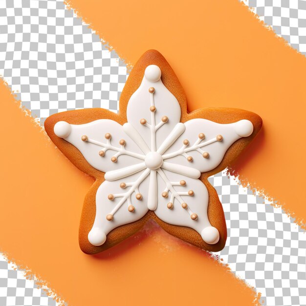 PSD lebkuchen mit weißem glasur festlichem ornament durchsichtigem hintergrund