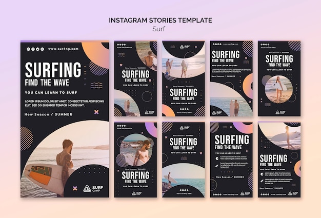 Lecciones de surf historias de redes sociales