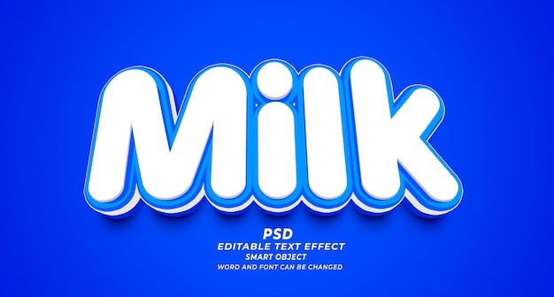 PSD leche 3d efecto de texto editable psd plantilla de photoshop