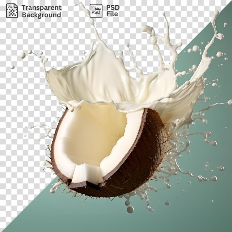PSD leche asombrosa salpicando de un coco