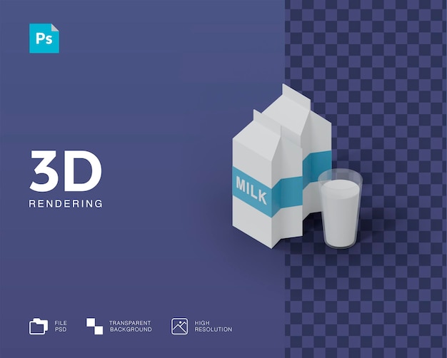 Leche de ilustración 3d