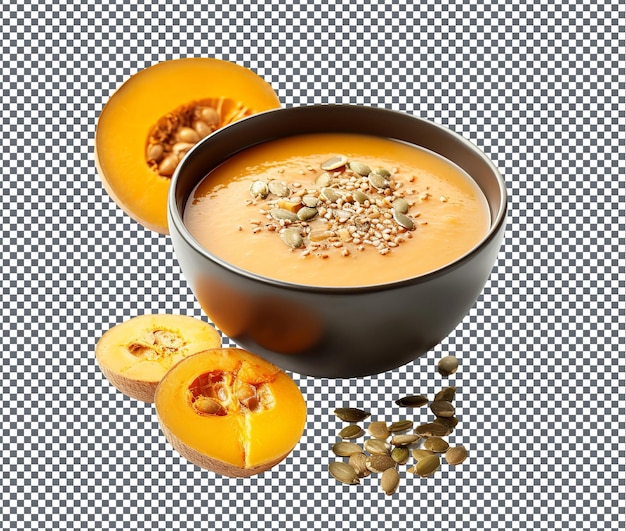 Lecker und köstlicher Butternut Bisque auf durchsichtigem Hintergrund