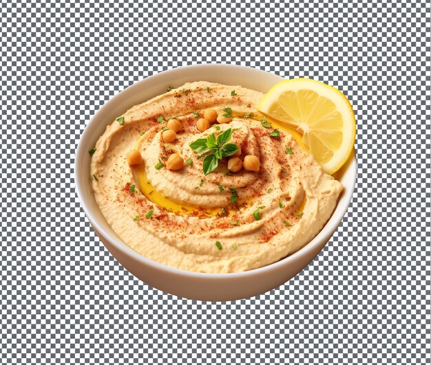 PSD lecker und köstlicher klassischer hummus isoliert auf durchsichtigem hintergrund